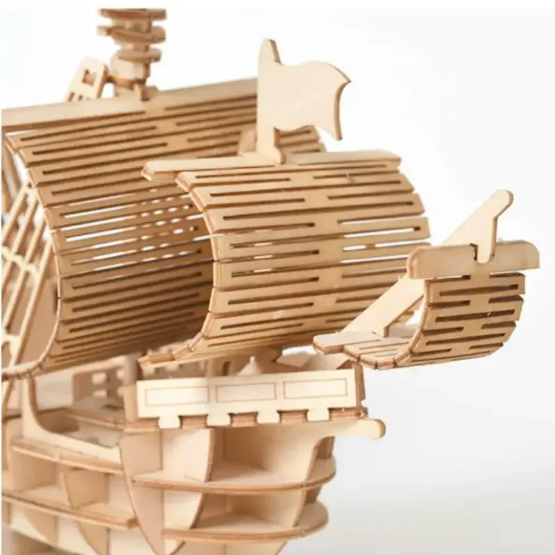 DIY  Sailing Ship Toys 3D Wooden Puzzle Toy Assembly Model Wood Craft Kits Desk Decoration for Children Kids - 4
