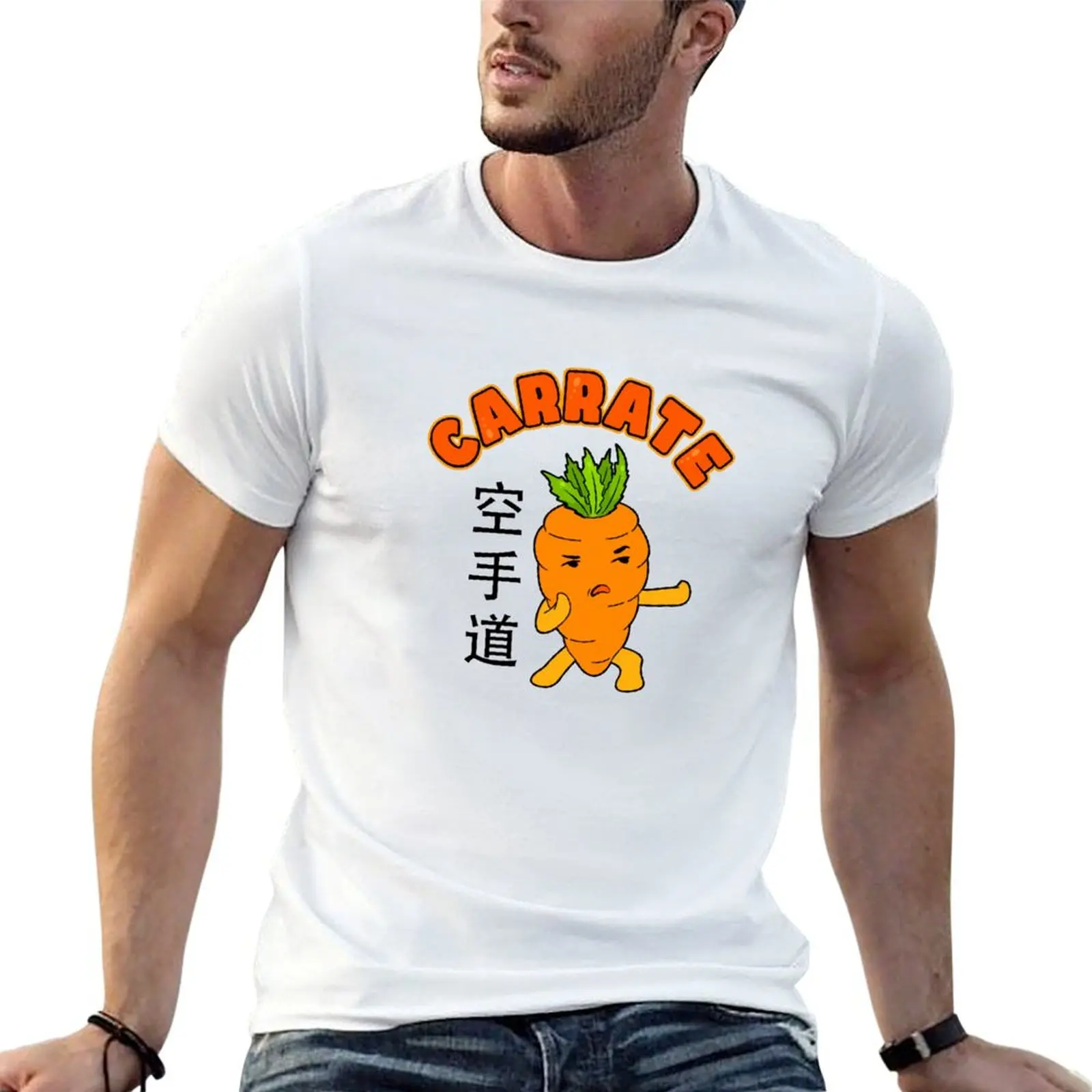 

Carrot and karate T-shirt korean fashion customizeds workout shirts for men
