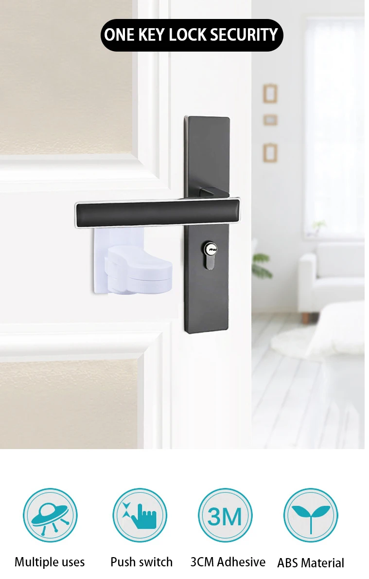 Universal Door Lever Lock Child Baby Safety Lock Rotation Proof Professional Door Adhesive Security Latch Multi-functional