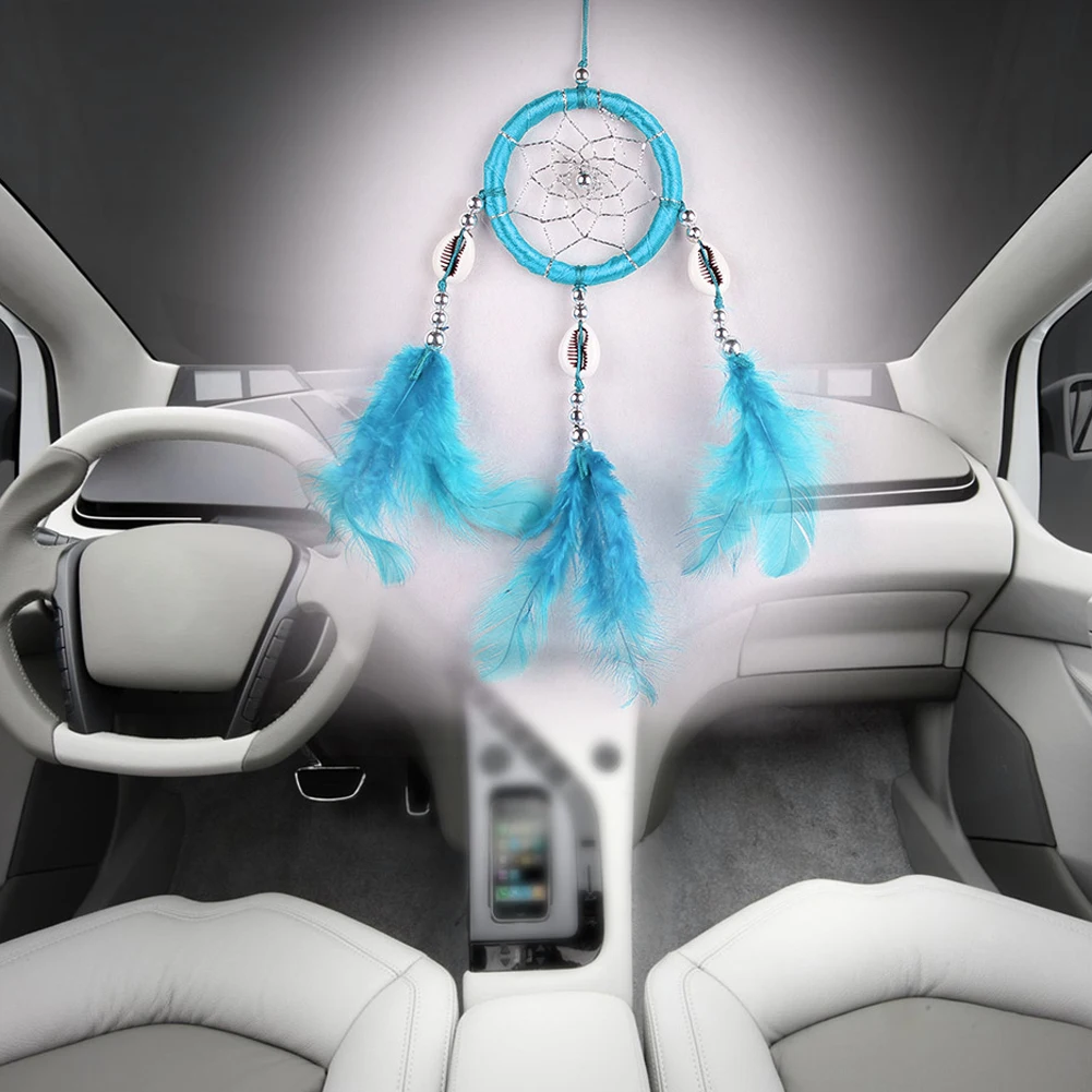 Hanging Circle Dream Catcher Crafts Ornaments Props Monocyclic Wall Decor Craft Round Shell Feather Bead Automobile Accessories