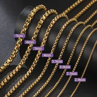 Skyrim Fashion Long Box Chain Necklace Stainless Steel Basic Punk 2-7mm Thick Chains Jewelry Gift for Men Women Wholesale 2