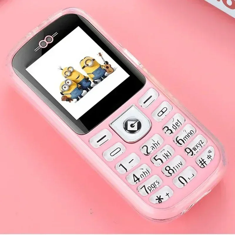 Mini Cartoon Mobile Phone 1.44" 2G GSM Dual SIM MP3 Magic Telphone NO Camera Flashlight 2600MAH Lady Student Card CellPhone 5