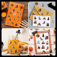 500PCS Halloween Cat Stickers Roll 16 Designs Pumpkin Cat Sticker for Kids Craft Envelope Water Bottle Scrapbook Party Supplie 5