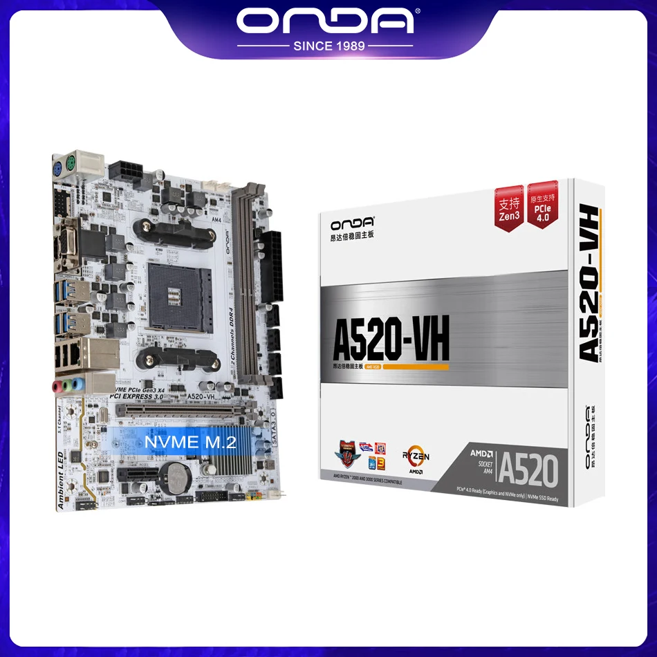 ONDA A520 VH Motherboard Support AMD AM4 Ryzen R3 R5 R7 Processor 2 X