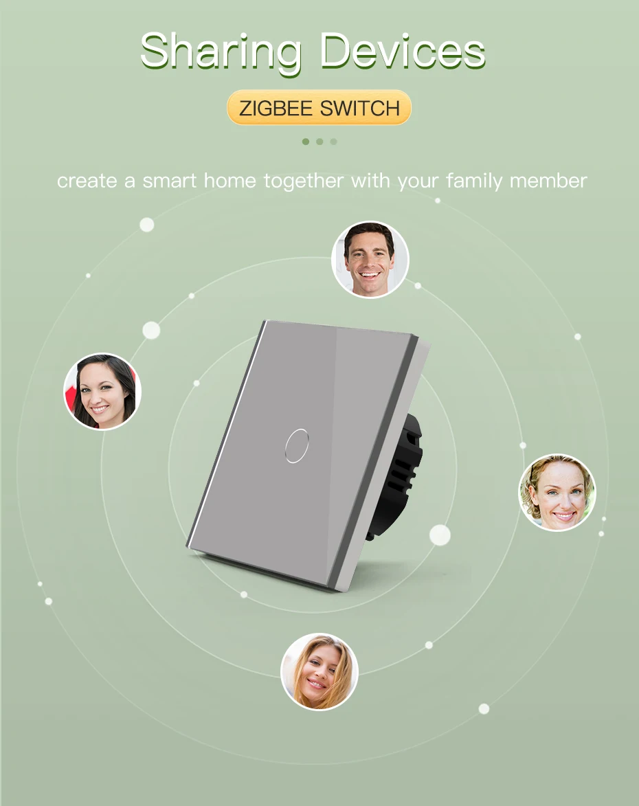 Zigbee Touch Switches 1/2/3Gang 1Way Wireless Control Smart Light Switch Wifi Wa