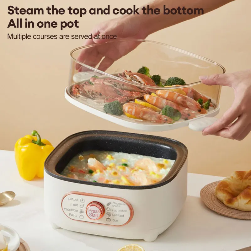 Steamer Electric Steam Pot Cooking Steaming Home 2-layer Transparent Food Dumplings Household Pan Warmer Multicooker 110V/220V 2
