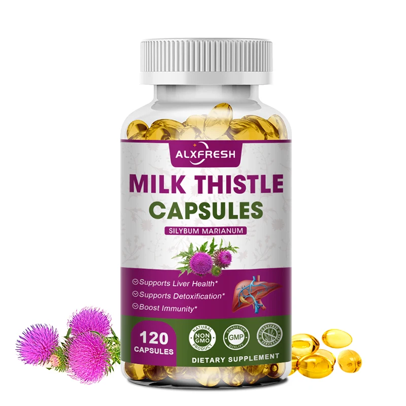 Alxfresh Milk Thistle＆Dandelion Extract Liver Capsules for Improve Liver Detox & Cleanse Support