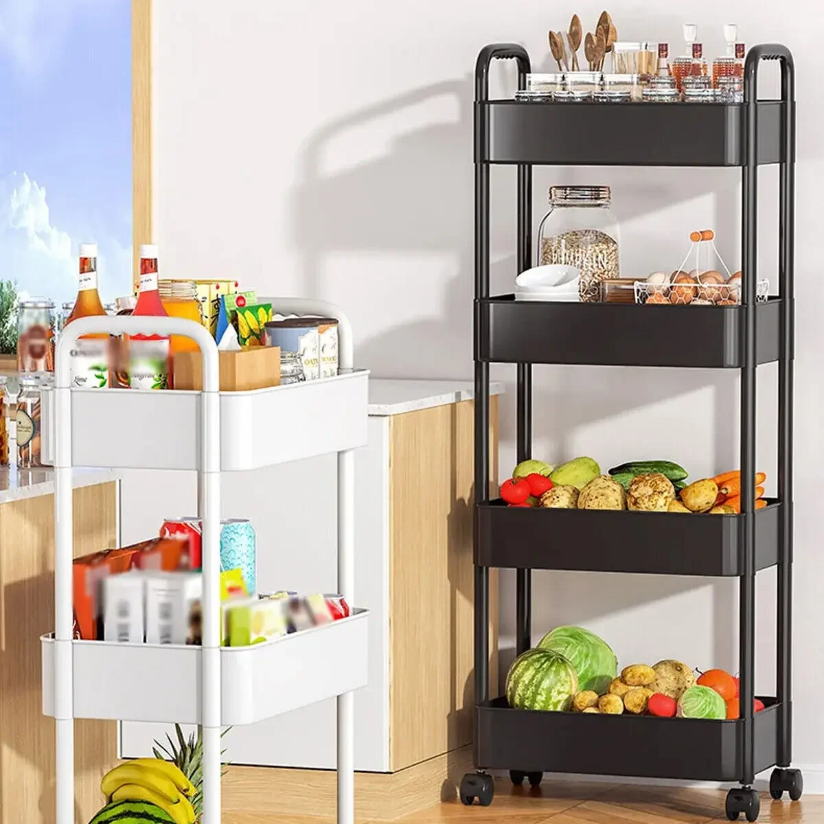 Mobile Storage Rack Trolley Multi-Layer Storage Racks Organizer Household Kitchen Cart With Wheels Shelf 4/5Tier storage rack,kitchen storage cart