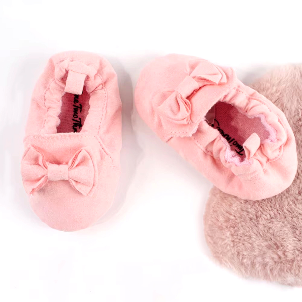 COSYSUSY Baby Girl Shoes First Walkers Pink Cute Bowknot Warm Cotton Soft Flats Sole Baby Shoes For Newborn Baby Toddler Infant