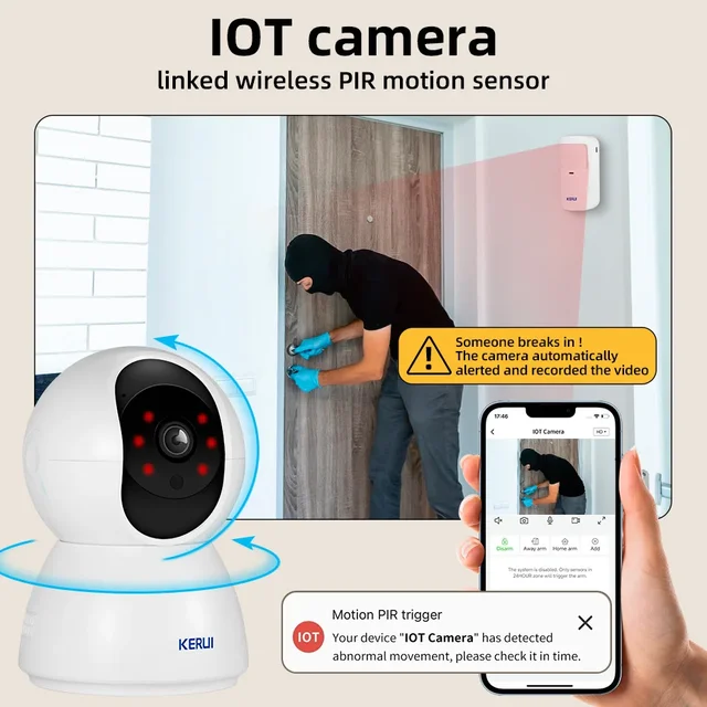 KERUI Multifunction 3MP Camera Alarm System Home Security Surveillance Kit with Motion Detector Door Sensor APP Remote Control 3