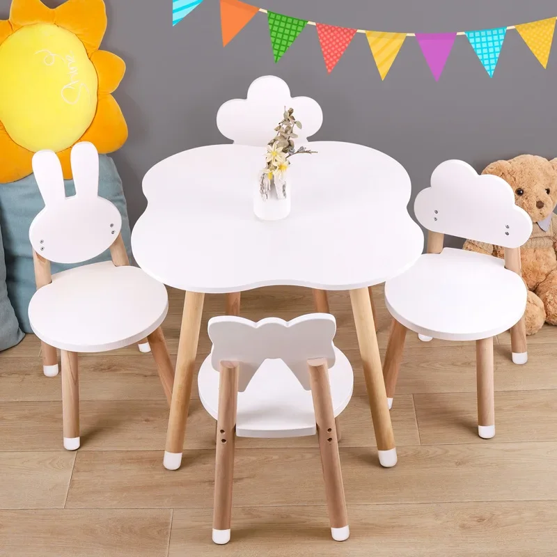 Solid Wood Peanut Table Game Anti-collision Adjustable Table Kindergarten Writing Desk Furniture Table and Chair Set for Kids 22110 solid wood bar table and chair leisure bar table rotation 1222