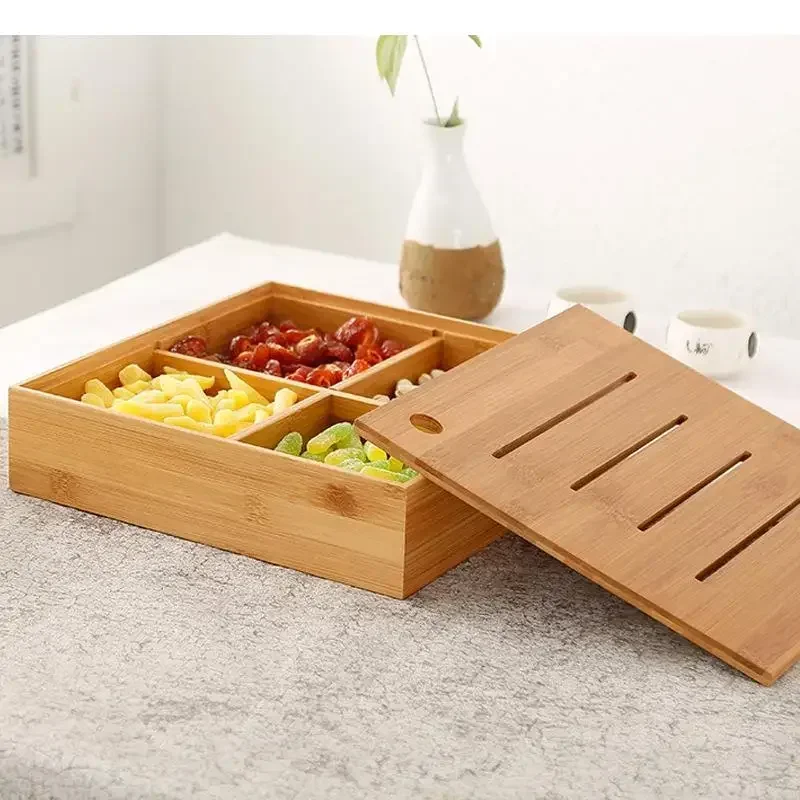

Creative Box Snack Fruit Storage Household Room With Dried Separated Lid Wooden Living Melon