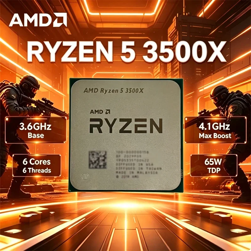 AMD Ryzen 5 3500X R5 3500X 3.6GHz 6코어 6스레드 7nm 65W L3=32M CPU 프로세서 100-000000158 소켓 AM4 쿨러 없음