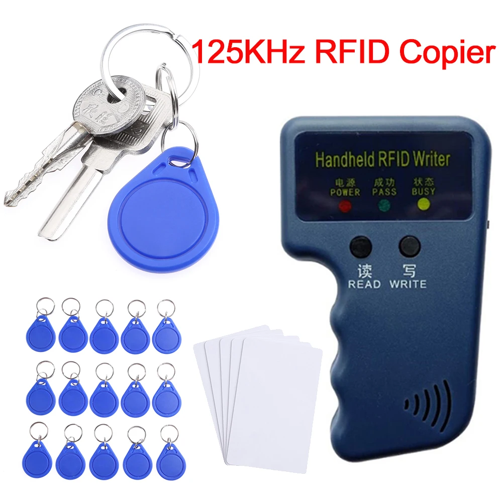 125khz rfid id card reader writer copier programme waterproof