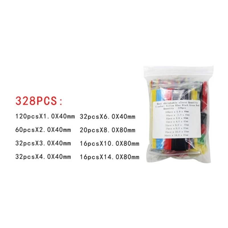 127/164/328/530pcs Shrinking Assorted Color Polyolefin Insulation Sleeves Wire Cable Sleeving 2:1 Heat Shrink Tubes