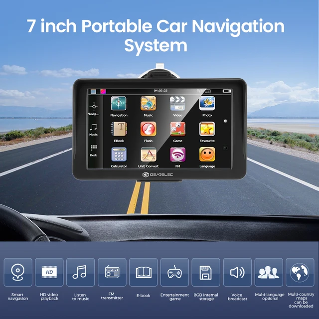 Gearelec 7 Inch Car GPS Navigation Touch Screen 256M+8G FM Voice Prompts Europe 3D Map Free Update Truck GPS Navigators 2024 - Image 2