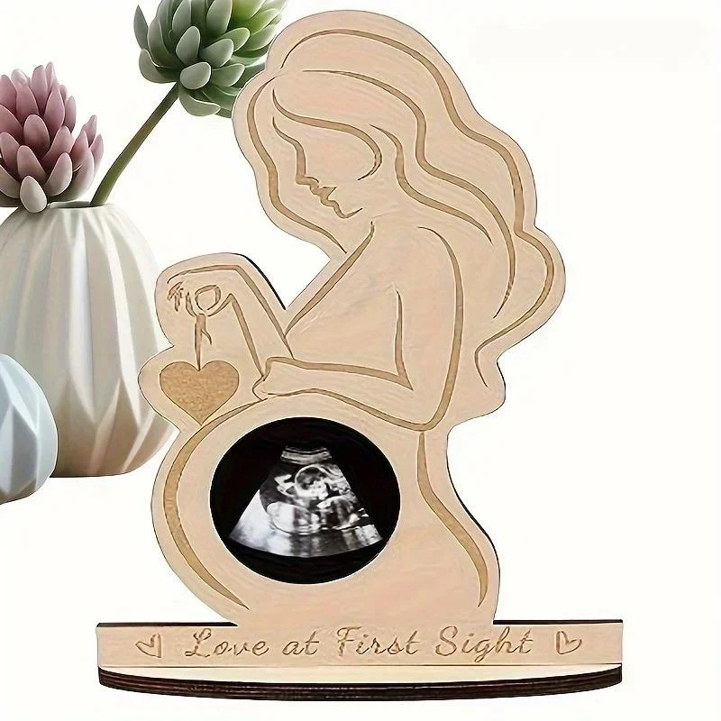 Pregnant Ultrasound Baby Photo Frame Wood Infant Sonogram Frame Mother Souvenir Ornament Gift To Expectant Mother