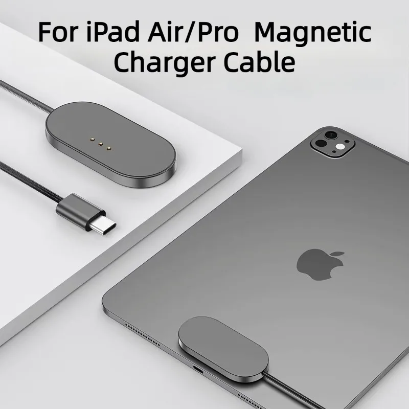 Magnetic Wireless USB-C Fast Charger Cable, Grey, 1m