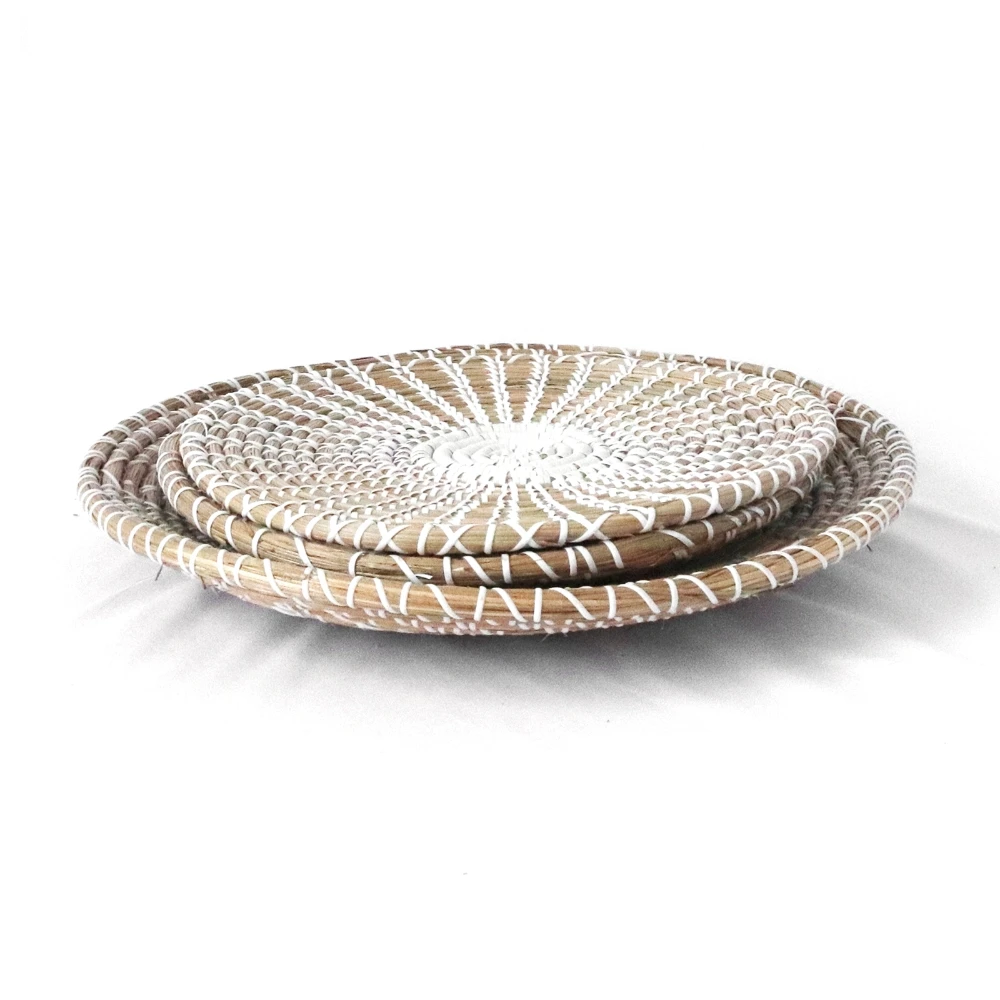 Woven Wall Basket Plate Disks Boho Hanging Wall Decor Natural Handmade Home Art Bowls for Home Living Room Bedroom Decor 5