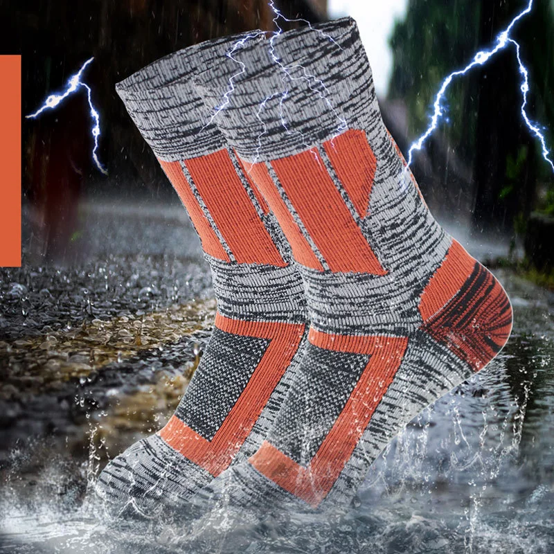 Male Socks Breathable Waterproof Skiing Camping Socks Winter Warm Soccer Waterproof Heating Fishing Snow Sock Men Clothing