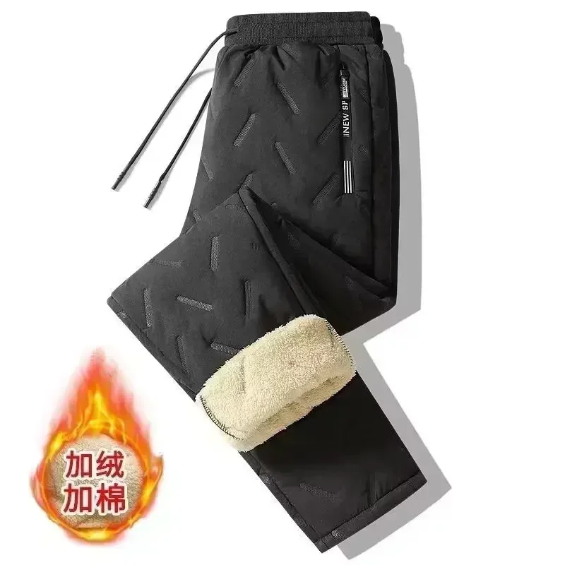 Men Casual Sports Pants Winter Lambswool Warm Fleece Straight Trousers Thermal Sweatpants Sportswear Tracksuit Quality Joggers casual sports pants