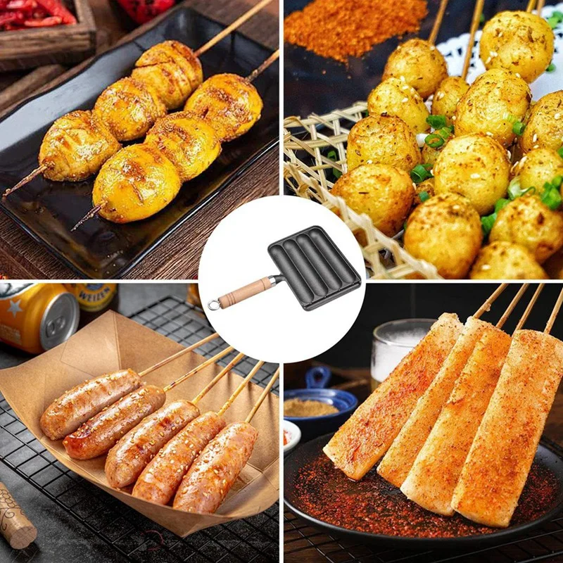 

Cast Iron Sausage Pan, Pot For Grilled Sausage Cooking, Home Pre Seasoned Grilled Sausage Pot Durable Easy To Use Vertical