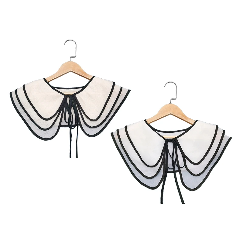 

Casual Decorative Collars Detachable Dickey Collar Blouse Half Shirt for Doll Shawl Lace-Up Bowknot Scarf Capelet for Women