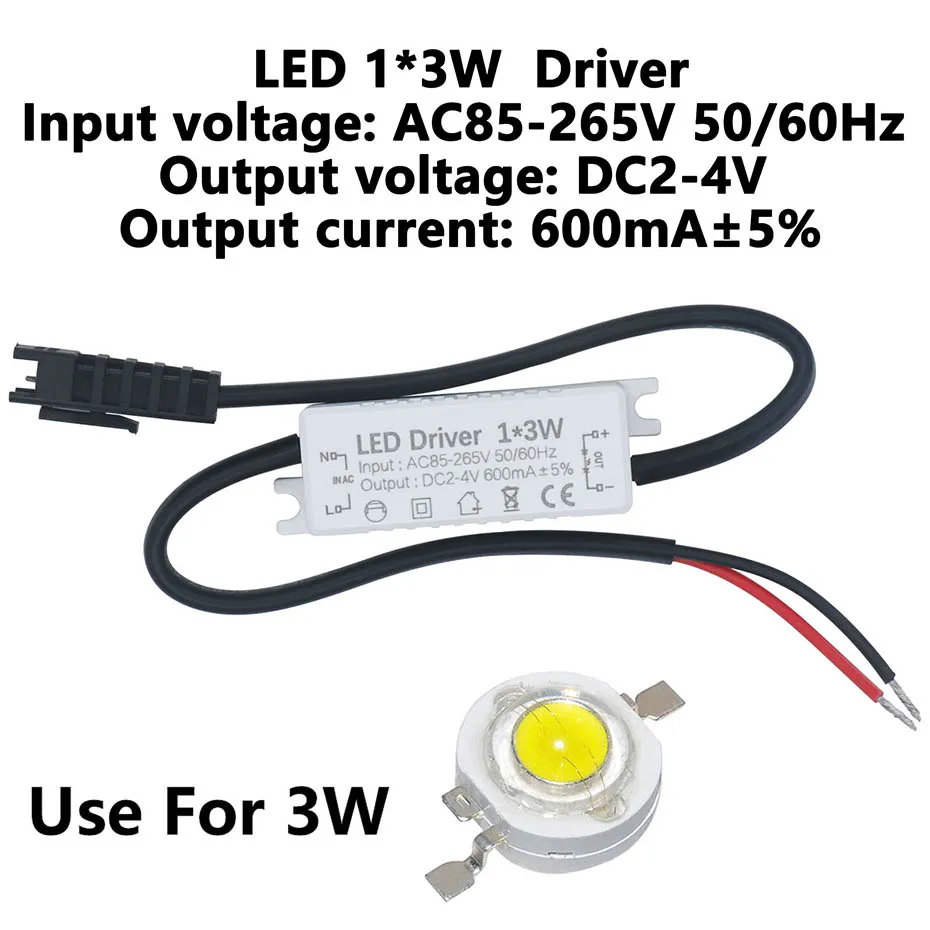 1*1W 1*3W DC2-4V Led-treiber AC85-265V Netzteil 300mA 600mA Integrierte Konstantstrom Beleuchtung Kristall Lampe Kronleuchter Treiber – Detail 4