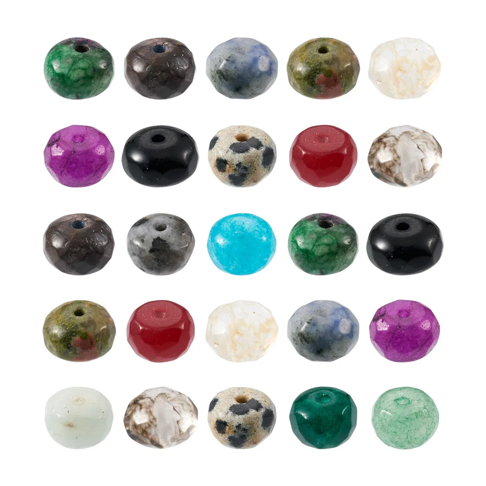

300Pcs Faceted Rondelle Natural&Synthetic Mixed Stone Beads Loose Spacer Bead for Jewelry Making DIY Bracelet Accessories
