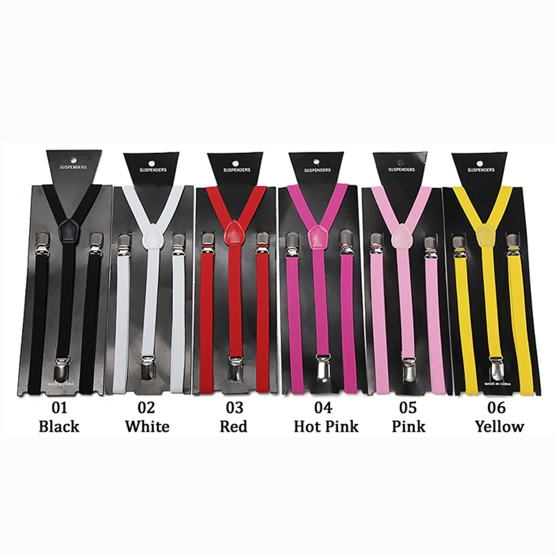 1.5cm Kids Suspenders BOYS/GIRLS Suspender Elastic Braces Slim Suspender 22 Colors Mix Y-back Suspenders Gallus