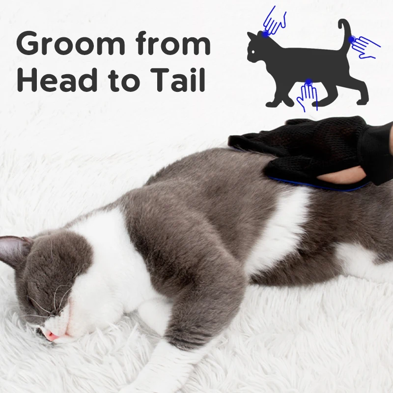Pet hair remover gloves Pet Hair Removal Glove Brush Pet Hair Deshedding Brush Comb Silicone Glove For Dog Cleaning Massage Cat Dog Supplies pet grooming gloves