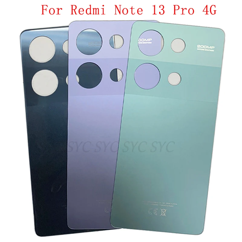 

Battery Cover Rear Door Case Housing For Xiaomi Redmi Note 13 Pro 4G Back Cover with Adhesive Sticker Logo Repair Parts