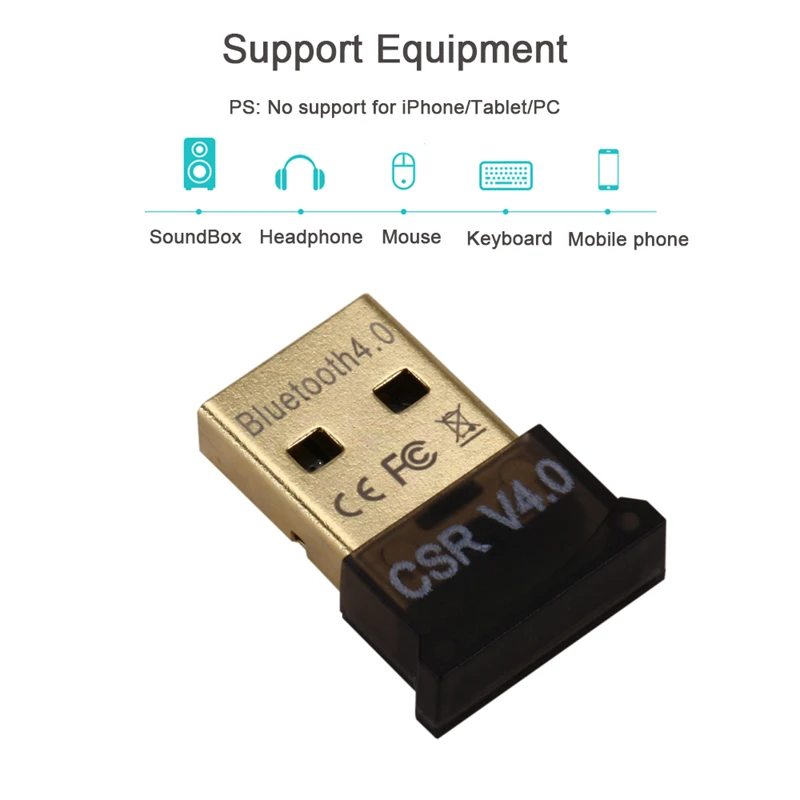 Mini USB Bluetooth Compatible Adapter V4.0 Dual Mode Wireless Dongle for Windows