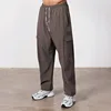 2024 new men's casual slacks Korean version of the trend with pants summer thin drop feeling wide-legged cargo pants 2