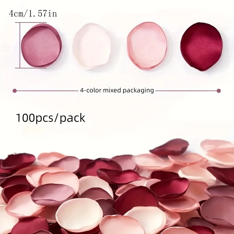 100pcs Silk Rose Petals,Ideal For Wedding Aisle Decoration,Table Centerpiece,Party Decor,Romantic Night,Valentine's Day Decor