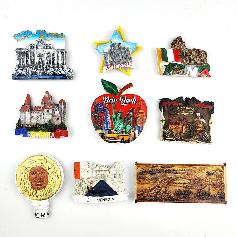 Magnetic Fridge Stickers Resin Magnet Italy Souvenirs Venice New York Milan Romania Verona Rome Colosseum Trevi Fountain