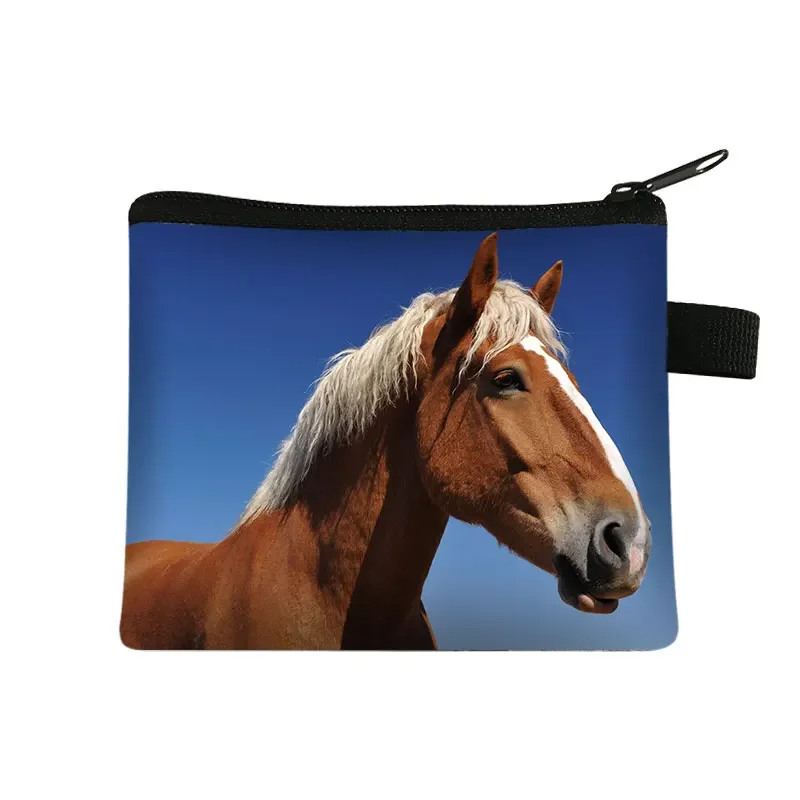 Coin Purse Cute Animal elegant horse / pony print Coin Purse Short Shell Wallet Women Key Card Bag Kids Cartoon Small Change Purses coin purse women wallet card wallet coin wallet change bag