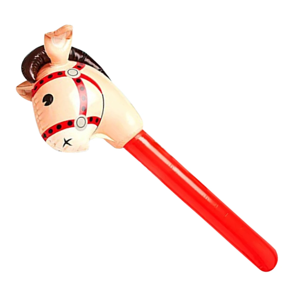 Classic Practical Multi-functional PVC Inflatable Horse Head Stick Ride-on Animal Toy for Kid Plaything Party Decor