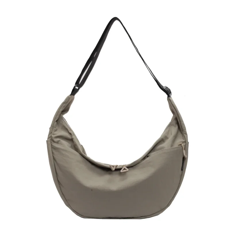 thumbnail image 1 of Bolso de hombro tipo hobo de nailon de gran capacidad, novedad de 2024, de color liso, con cremallera, versátil, a la moda, suave, sencillo y popular, 1 of 5
