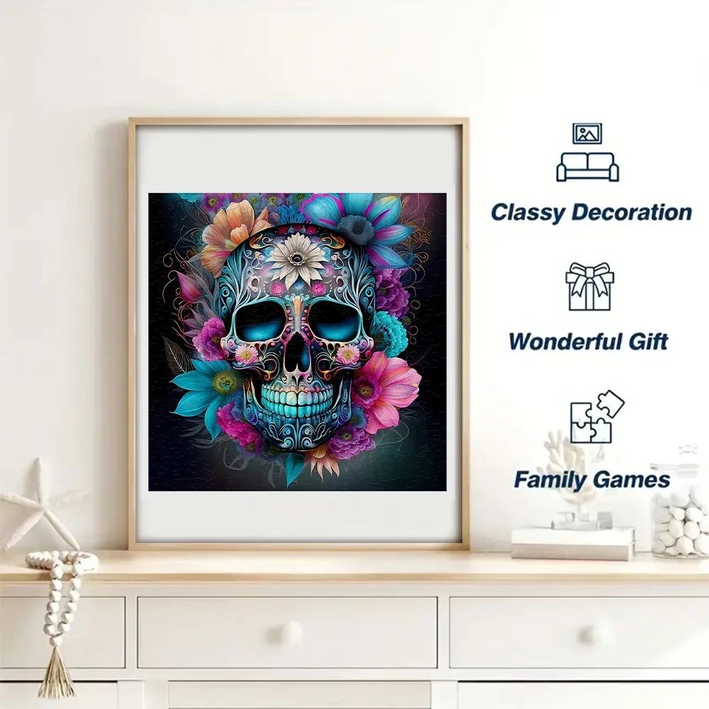 Halloween Skull Wooden Jigsaw Puzzles Special-shaped Animal Jigsaw Puzzles For Adults Decompression Round Super Hard High 2