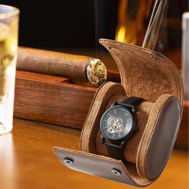 Portable Watch Organizer Case,Faux Leather Watch Storage Box with Velvet Lining - Portable Dustproof Travel Case