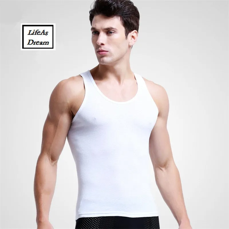 3Pcs/lot otton Mens Sleeveless Top Muscle Vest Cotton Undershirts O-Neck Gymclothing Asian size Casual Shirt Underwear