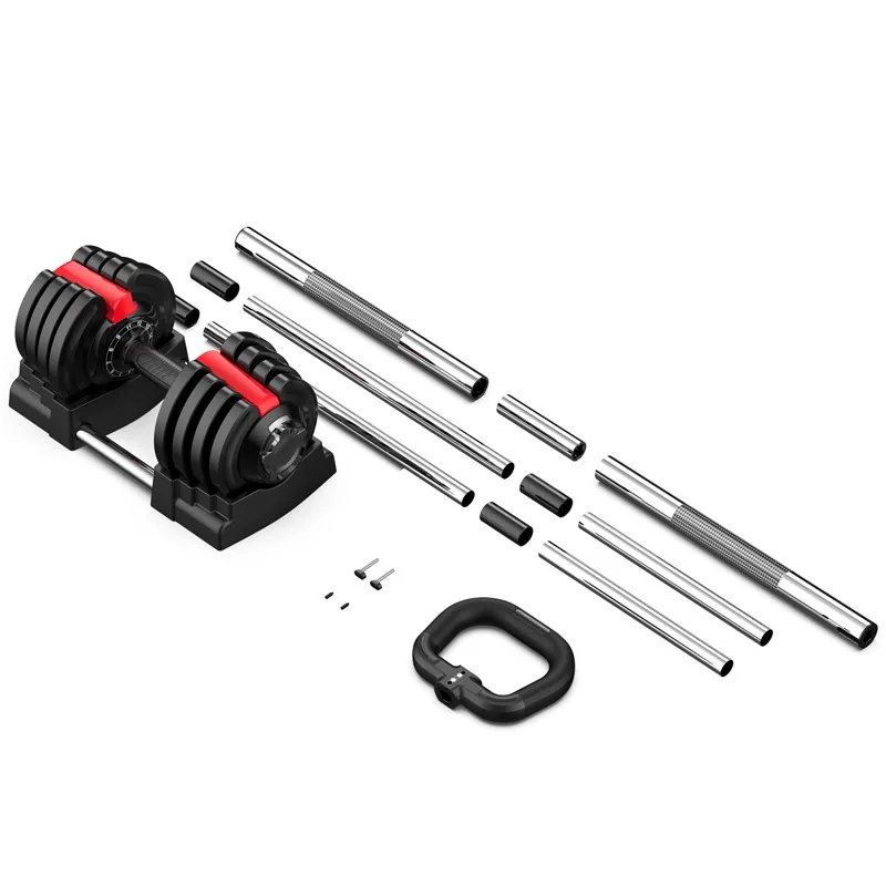 Gym Equipment Fitness Dumbells 18kg 40lb 3 In 1 Quickly Adjustable Weight Dumbbell And Barbell Sets