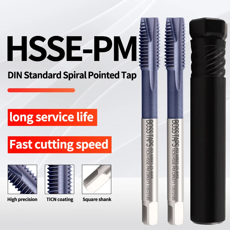 HSSE-PM DIN 371 376 Standard Spiral Fluted Tap Pointed M2 M2.5 M3 M4 M5 M6 M8 M10 M12 Machine Screw