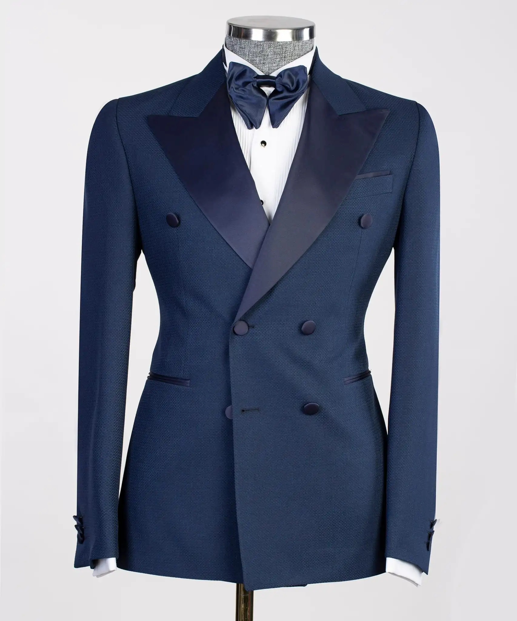 One Piece Navy Mens Jacket for Wedding Prom Party Double Breasted Coat Peaked Lapel Men Blazers Costume Homme Mariage