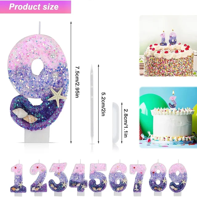 Bougies de gâteau d'anniversaire numéro 0-9, fournitures de fête d'anniversaire de mariage 3