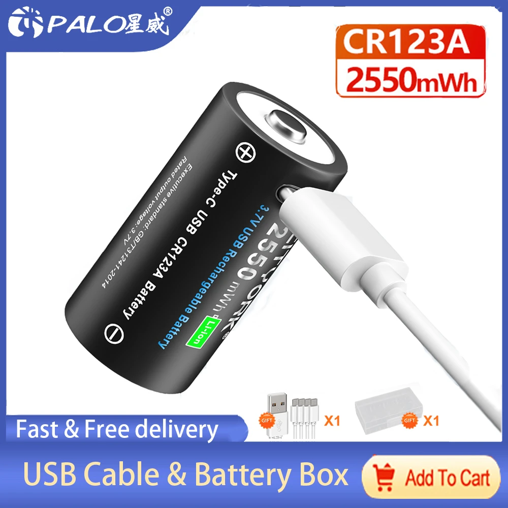 CITYORK CR123A rechargeable battery 3.7V 2250mWh 16340 lithium battery ...