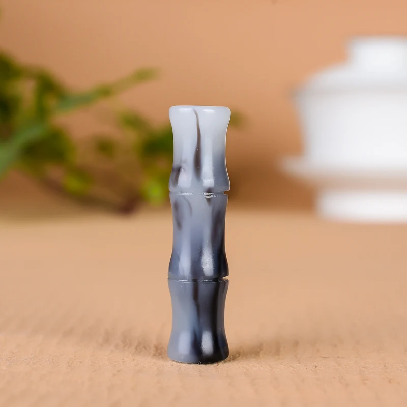 

Natural Black White Jade Bamboo Pendant Necklace Chinese Hand Carved Fashion Charm Jewelry Accessories Amulet Gift for Women Men