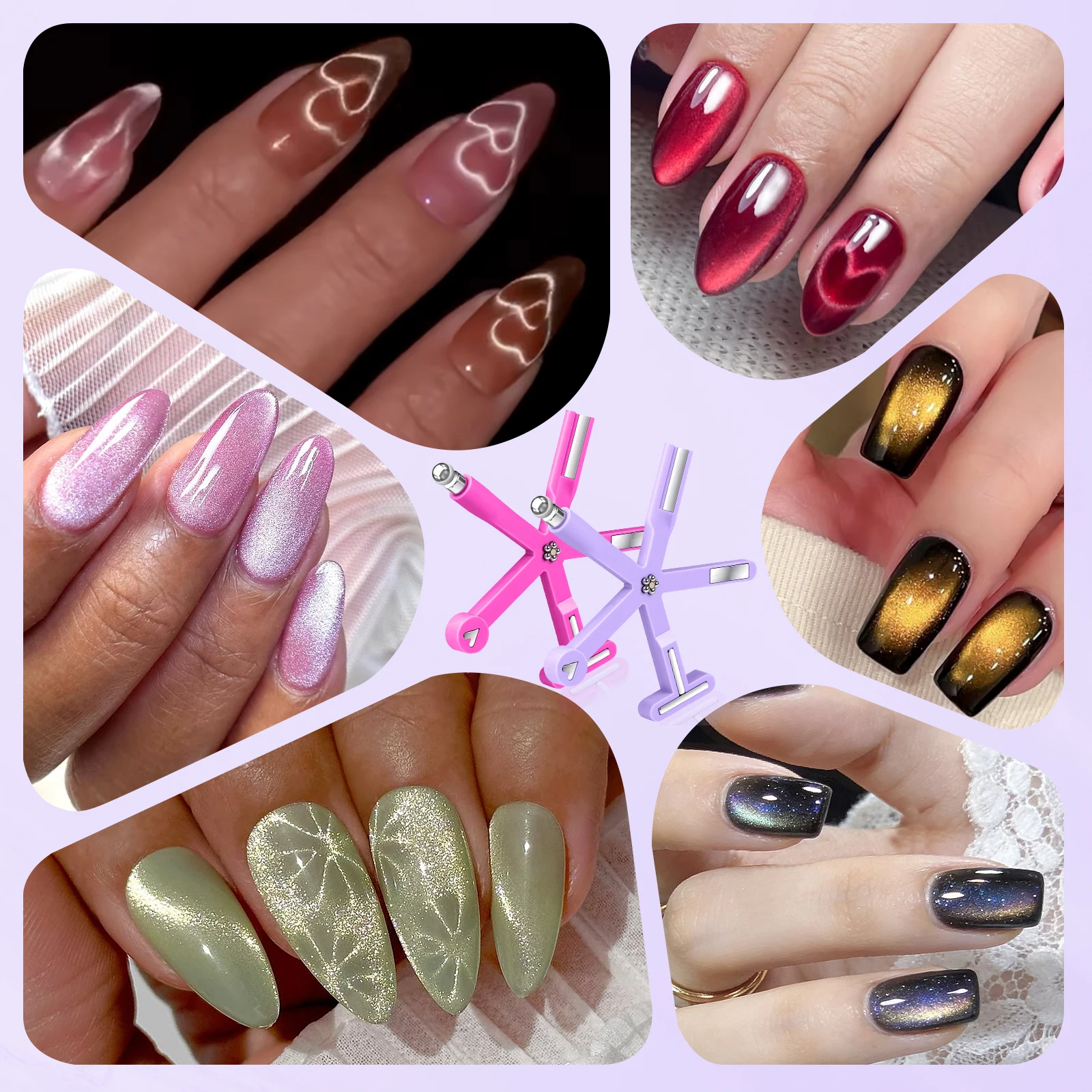 화려한 디자인의 8in1 네일아트 마그넷, 다기능 유리구슬, 캣아이 네일 폴리쉬 젤, 강력한 자석이 있는 마그네틱 스틱
