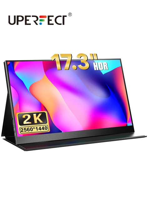 UPERFECT Moniteur Portable 17 Pouces 2K, Écran Mobile à Affichage USB C  avec Contraste 2560*1440 1000:1 100% sRGB 2 Ports Type C HDMI pour  Ordinateur